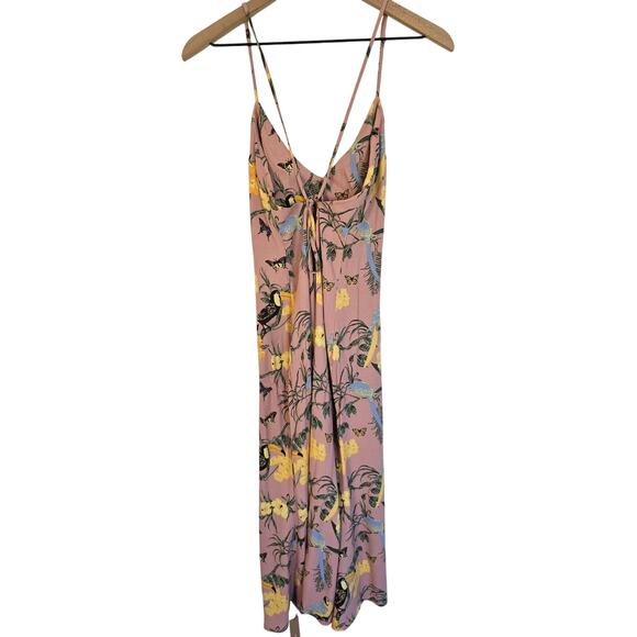 Reformation Pink Tropical Floral Slip Midi Dress Size S NWOT - Picture 2 of 4